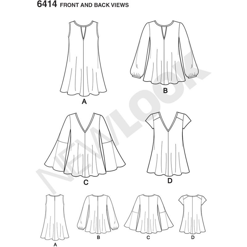NEW LOOK Patterns Misses' Tunic and Top with Neckline Variations Size: A (8-10-12-14-16-18-20), 6414 - Image 2